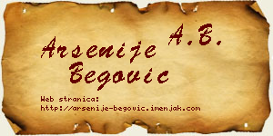 Arsenije Begović vizit kartica